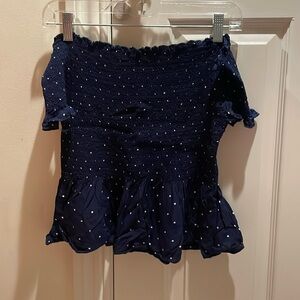 Navy and white off the shoulder top